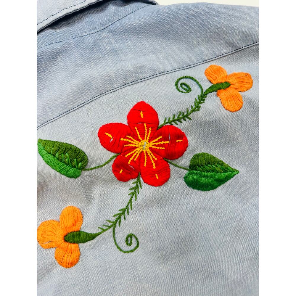 Vintage 1970’s Big Smith Chambray Western Shirt with Handcrafted Embroidery - Picture 8 of 9
